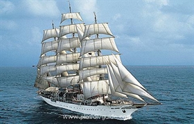 The 4-masted sailing yacht “Sea Cloud” - among the best boats visiting the Black Sea coast this summer....