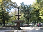 The fountain in the park.